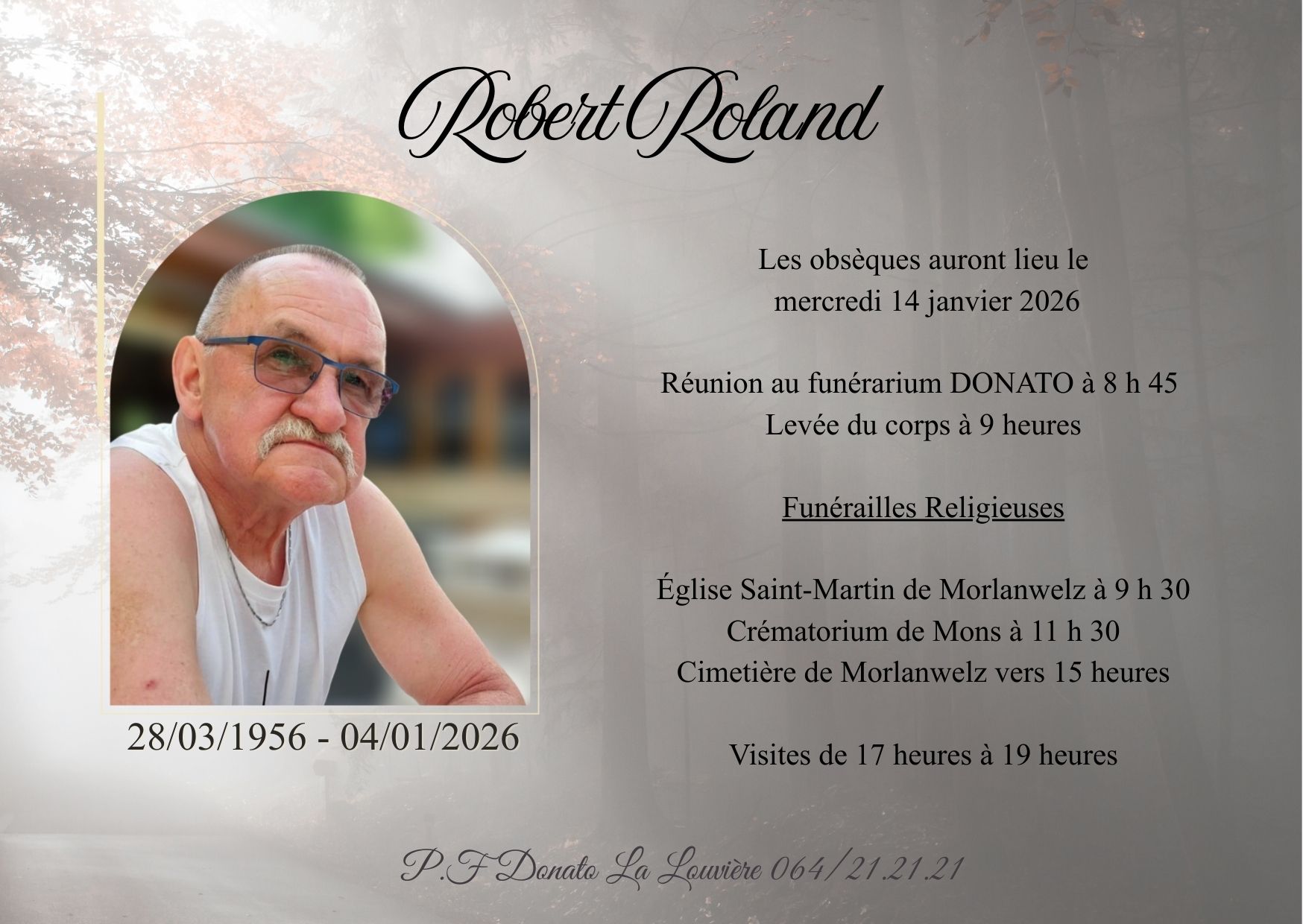 Pompes - Nous vous faisons part du décès de Monsieur Robert ROLAND ...