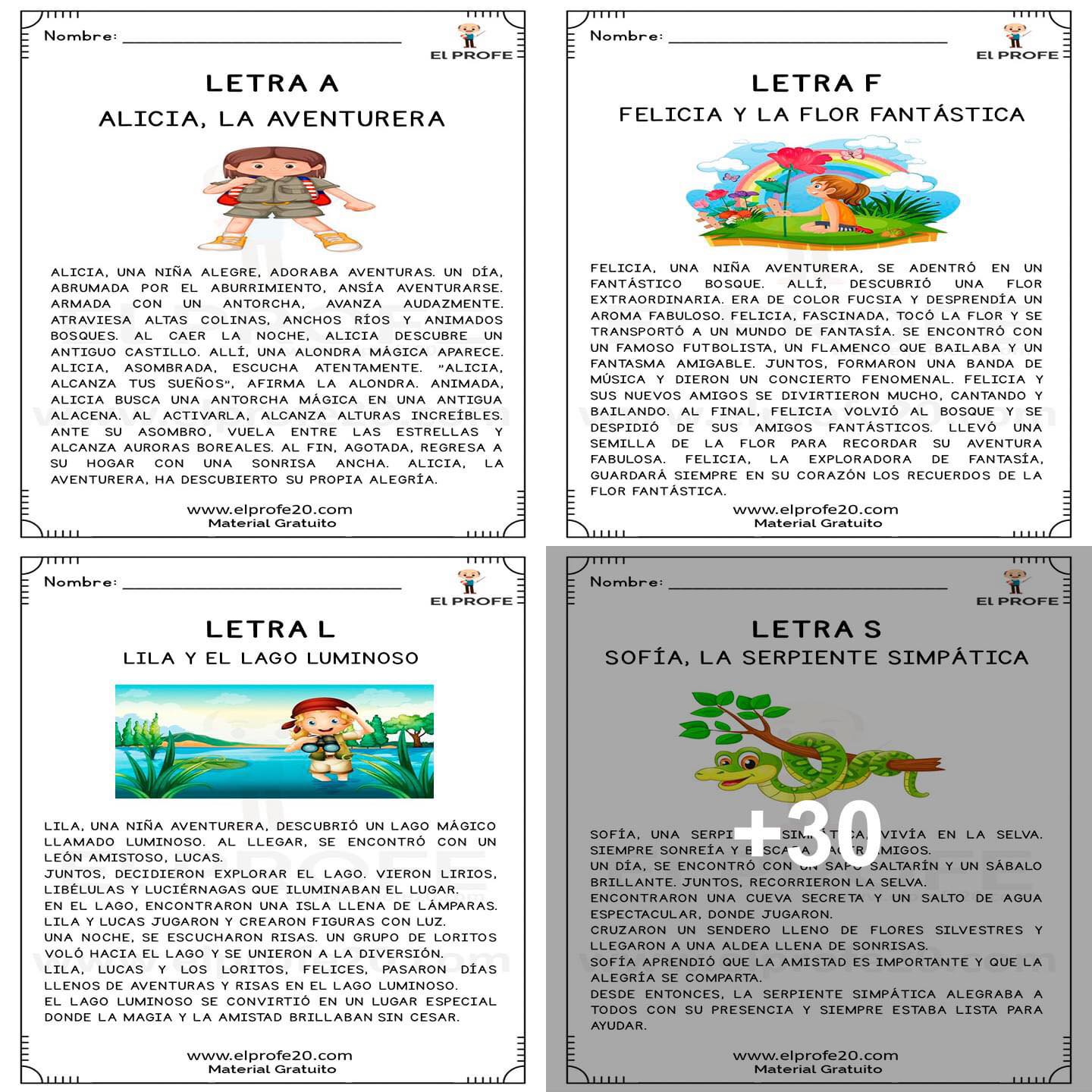 Cuentos con letras del... - El Profe - Material educativo