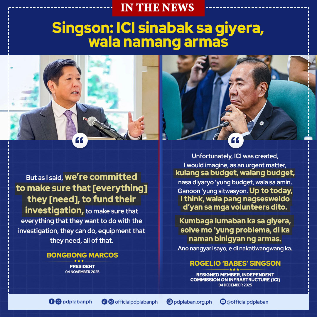 PDP - 𝗜𝗡 𝗧𝗛𝗘 𝗡𝗘𝗪𝗦 | Singson: 'ICI sinabak sa giyera, wala namang armas ...