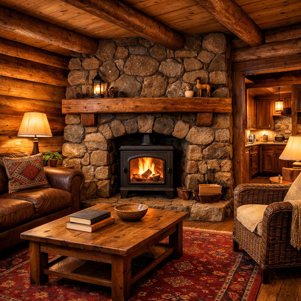 G_viral - A perfect example of timeless cabin comfort. This living room ...