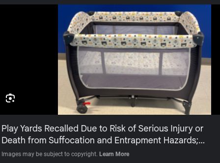 RECALL ALERT: A playpen sold on Amazon has been recalled for the risk of serious injury or death, the United States Consumer Product Safety Commission announced Friday. https://www.wfla.com/news/national/amazon- recalls-item-over-risk-of-death-from 