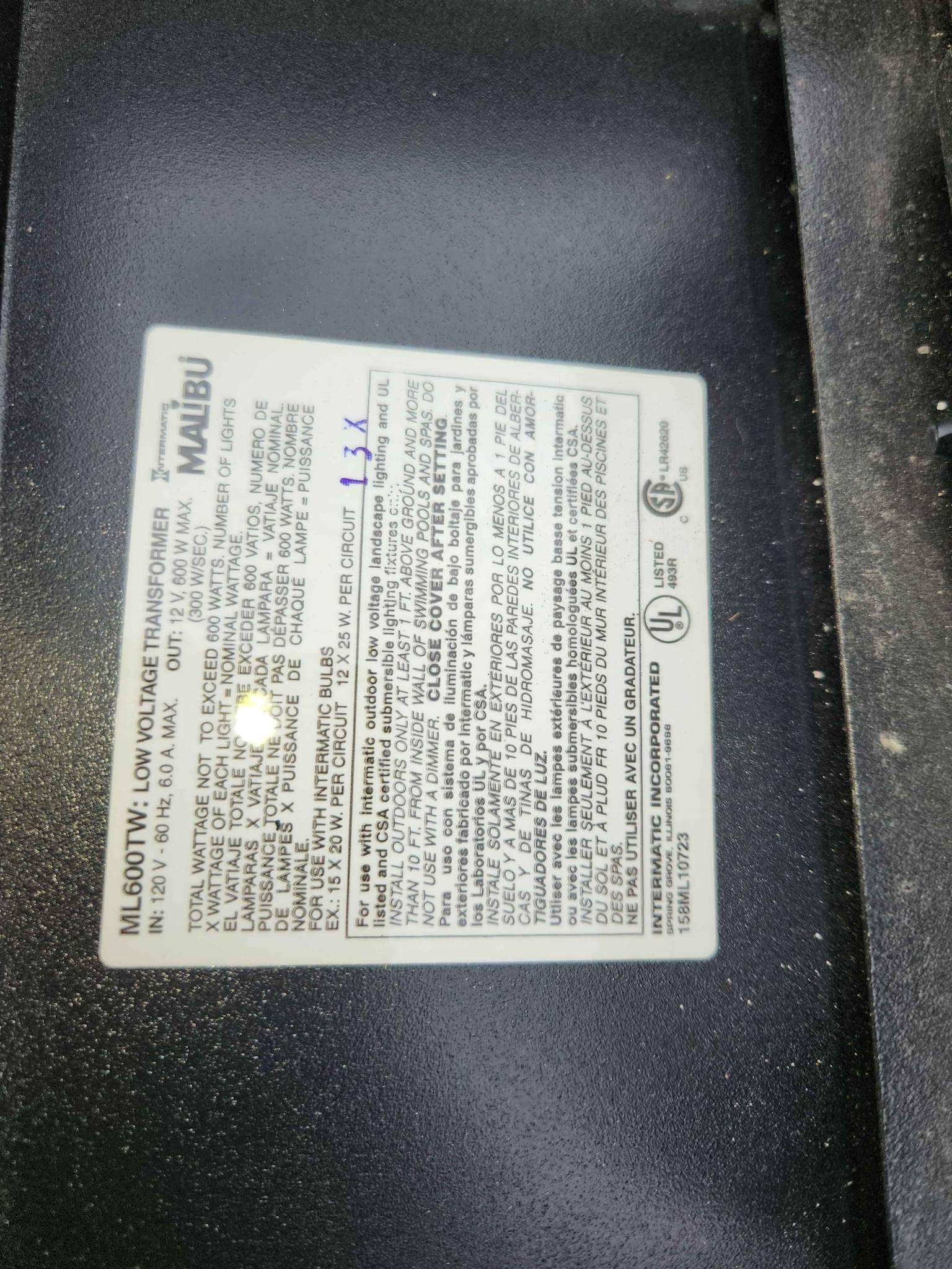 Malibu Ml600tw Low Voltage Transformer Intermatic ML121RT Low Voltage