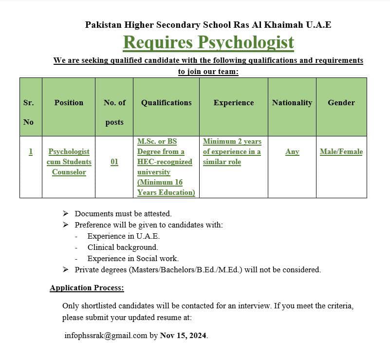 Pakistan Higher Secondary School RAK UAE