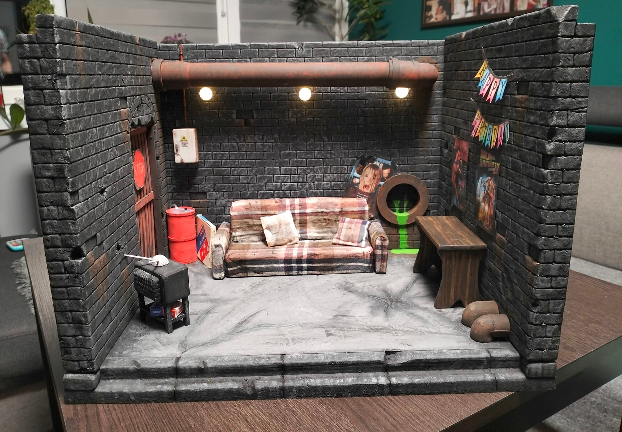 Ninja Turtles diorama made with XPS foam and LED lighting