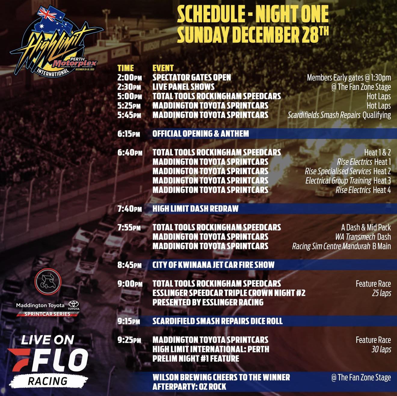High - 👇🏼 Sunday’s Schedule at Perth Motorplex… For American fans, the ...