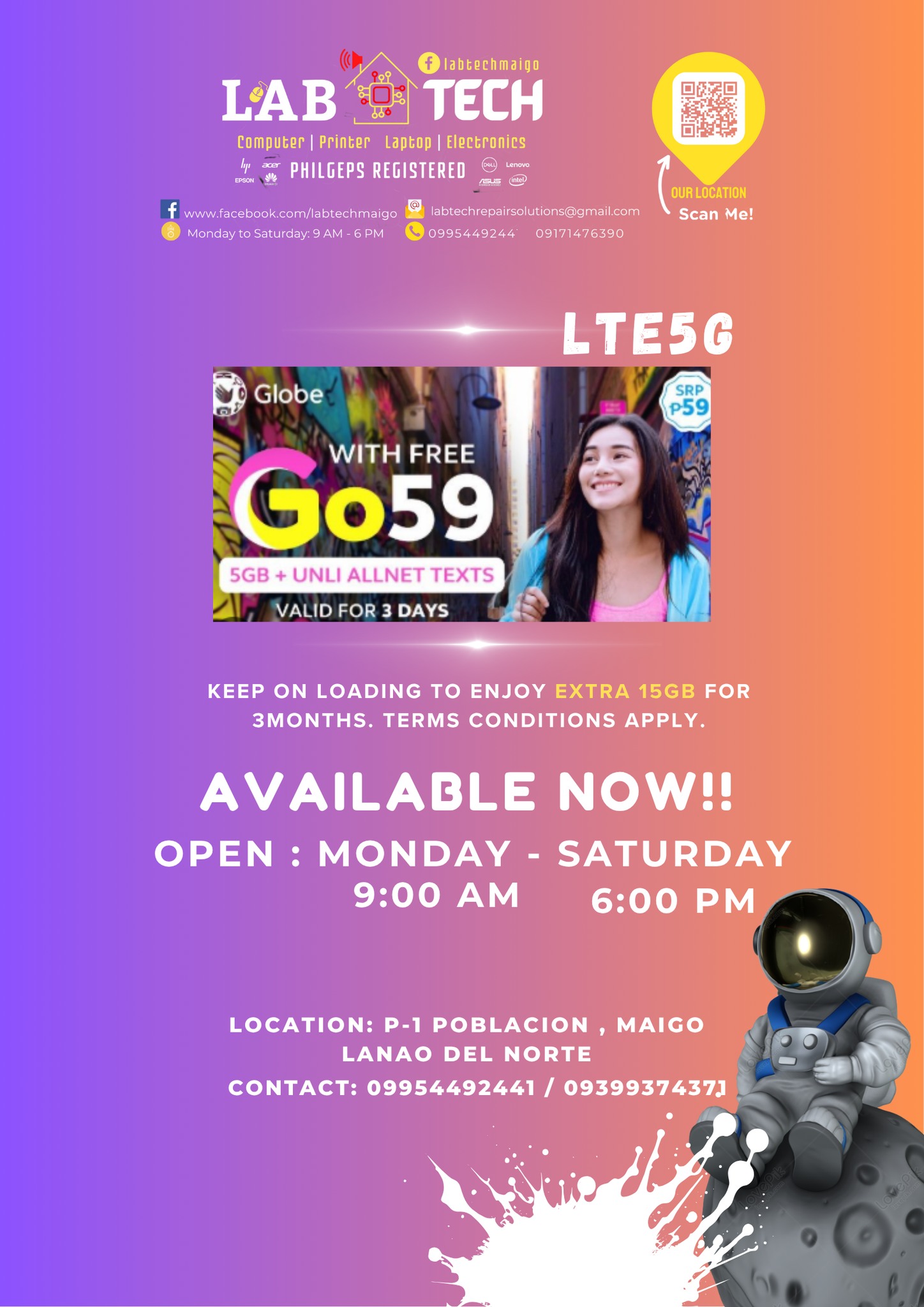 LABTech - AVAILABLE HERE LABTech GLOBE LTE5G with FREE Go59 ️ 5GB ...