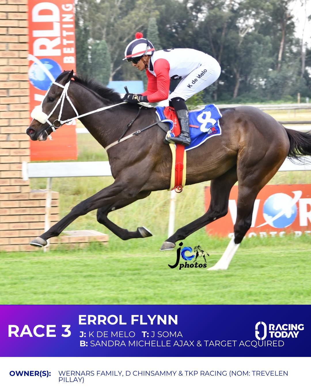 Racing - 🇿🇦 #Vaal 8 January - Race 3🏇🏼 ⭐ ERROL FLYNN (Master Of My Fate ...