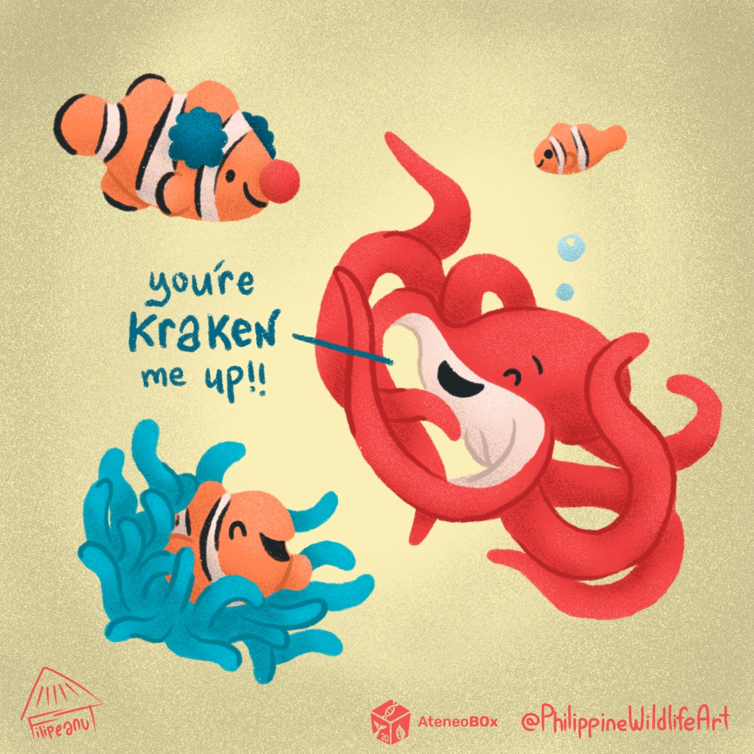 Philippine - Clownfish clowning around with an octopus! This artwork ...