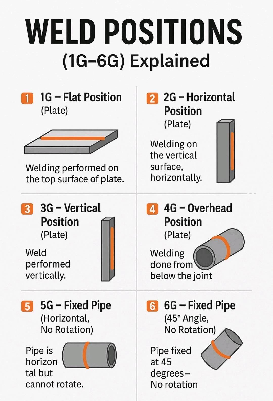 Weld Positions 1G 2G 3G 4G 5G 6G... - Welding of Welders | Facebook