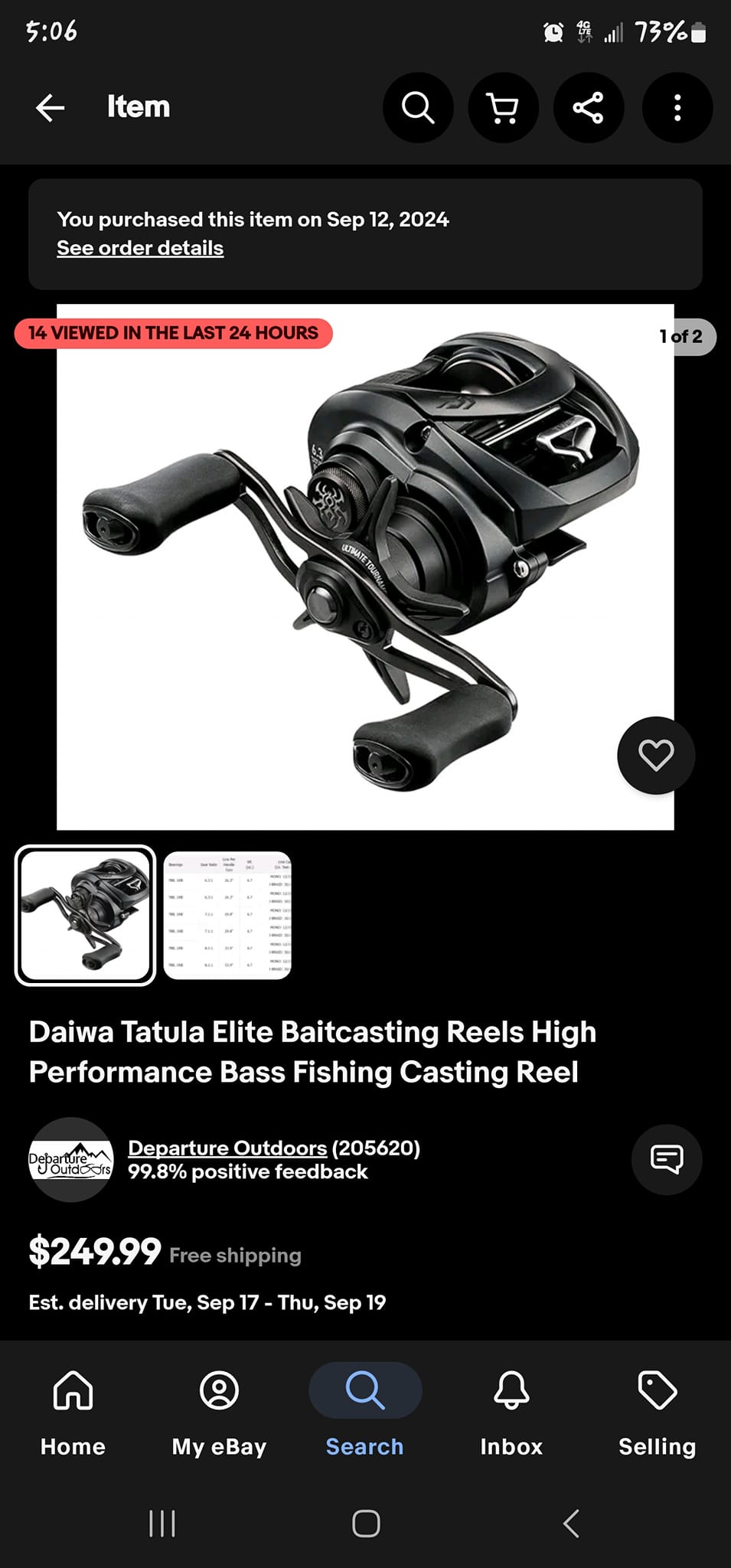 Moulinet Baitcasting Daiwa Tatula Elite - Pêche Fraîche & Eau Salée - Réf. Tatula Elite 100/103 - Neuf