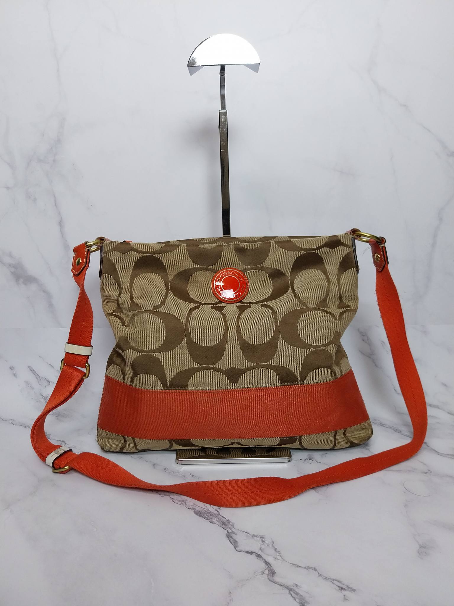 Coach Lexie Perforated Leather Shoulder Bag in Coral