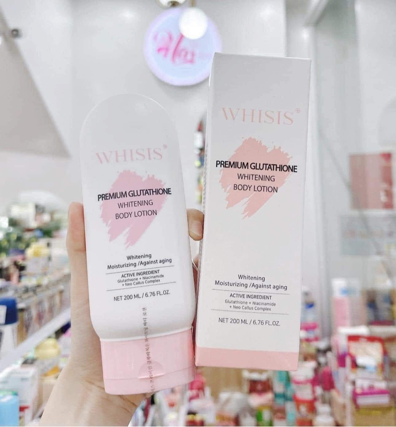 whisis premium glutathione 🌸🌸 𝘿𝙪̛𝙤̛̃𝙣𝙜 𝙩𝙝𝙚̂̉ 𝙒𝙝𝙞𝙨𝙞 🌸🌸𝐖𝐇𝐈𝐒𝐈𝐒 𝐏𝐑𝐄𝐌𝐈𝐔𝐌 𝐆𝐋𝐔𝐓𝐀𝐓𝐇𝐈𝐎𝐍𝐄 𝐖𝐇𝐈𝐓𝐄𝐍𝐈𝐍𝐆 𝐁𝐎𝐃𝐘 𝐋𝐎𝐓𝐈𝐎𝐍 ‼️ (𝐁𝐚𝐧 đ𝐞̂𝐦) Kem dưỡng thể body kích trắng _ Tế Bào Gốc ( Tái tạo , trắng da , cấp Size:1 pic oil BPC 157 peptidne kapsule tocopheryl-acetate