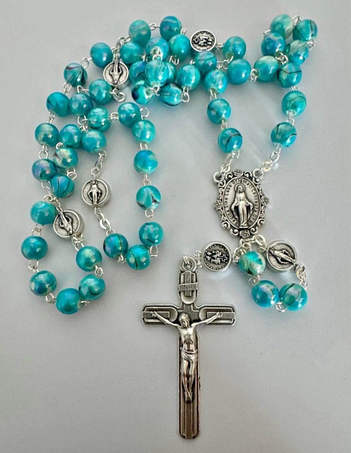 Rosario Virgen de la medalla milagrosa italiano azul celeste ...