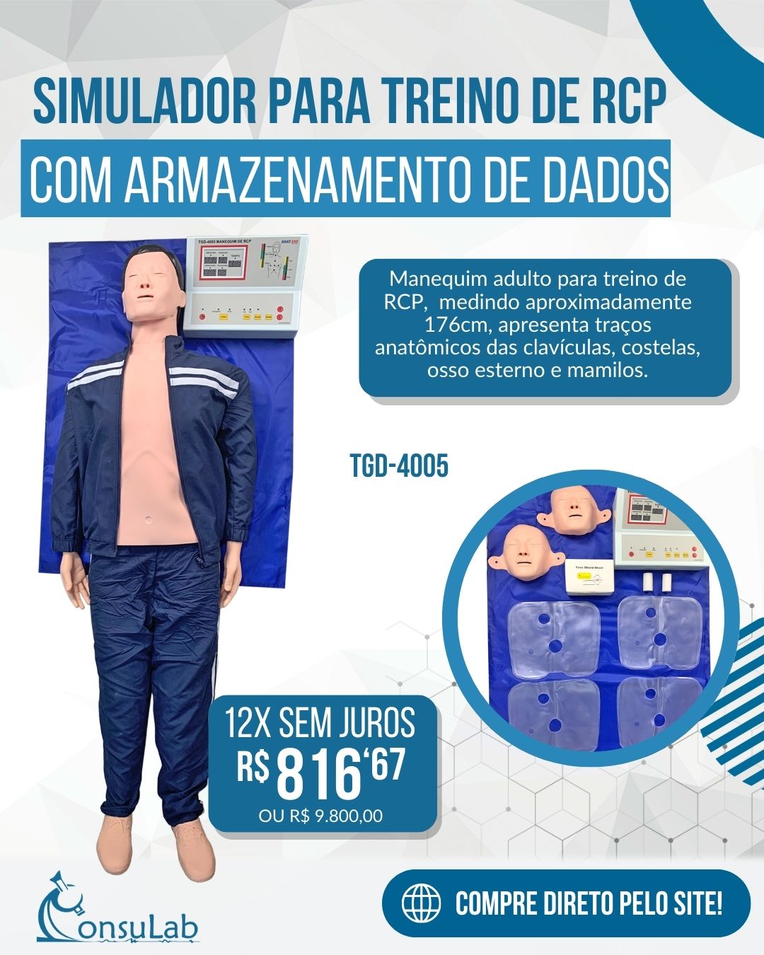 Consulab - 🚑 Treine RCP com Realismo Profissional! 🫀 O Manequim Adulto ...