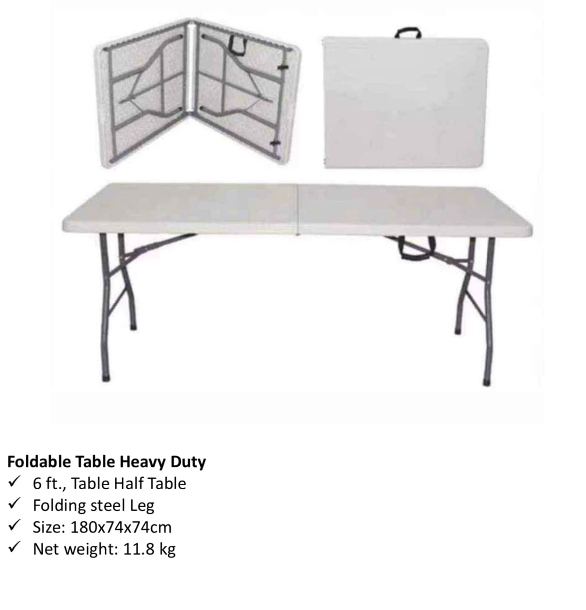 6ft FOLDING TABLE ? 180x70x74cm 2100 pesos only