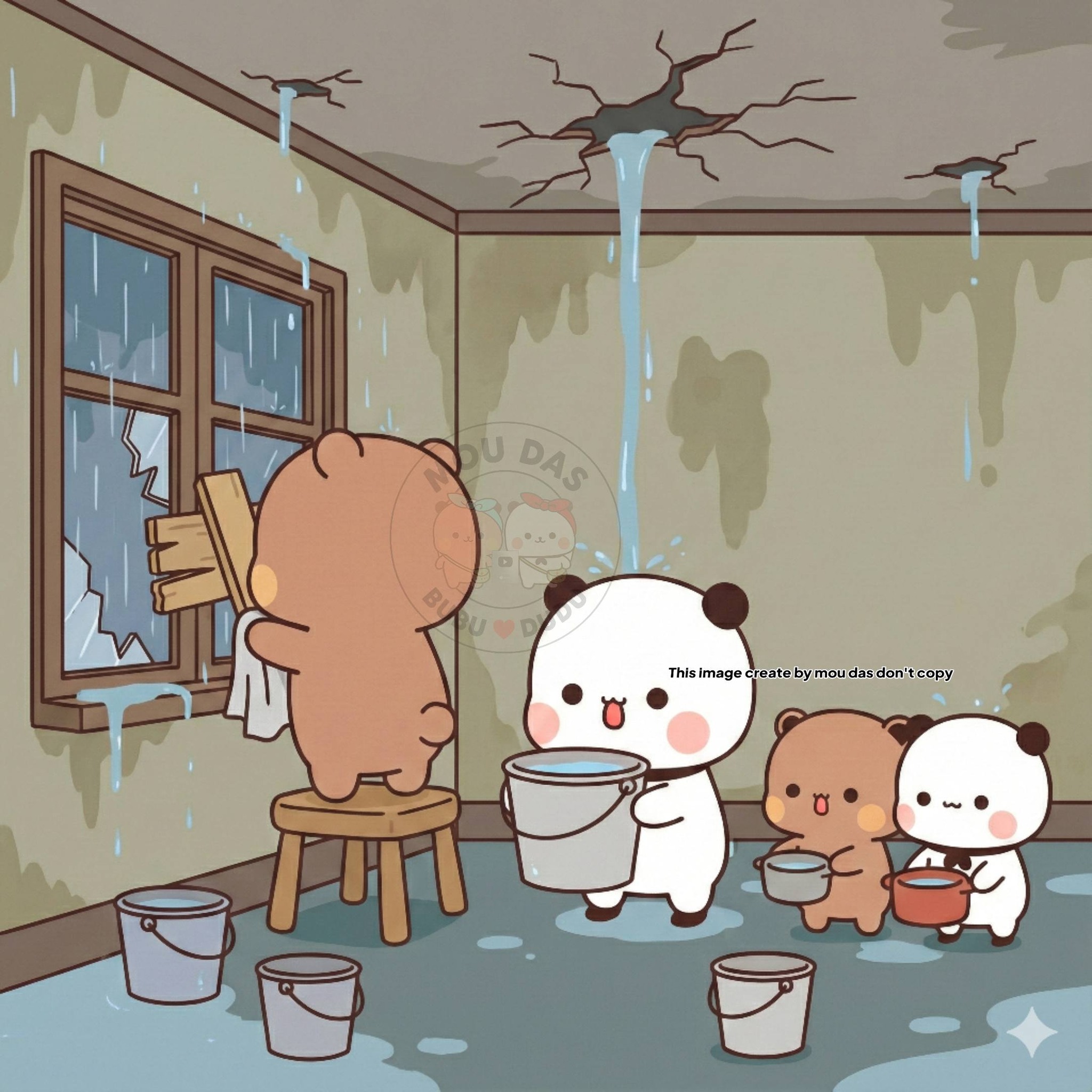 Mou Das - Bubu and Dudu Are In a Rain-Damaged House But... | Facebook
