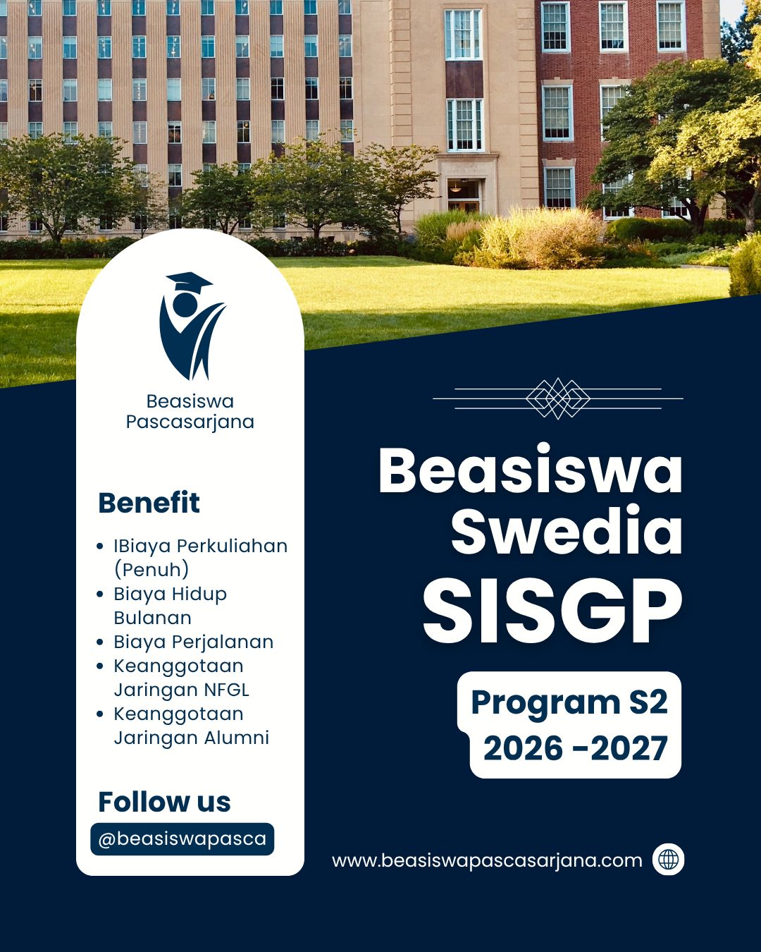 beasiswapascasarjana.com - Beasiswa SISGP Swedia 2026 - 2027 Program S2 ...