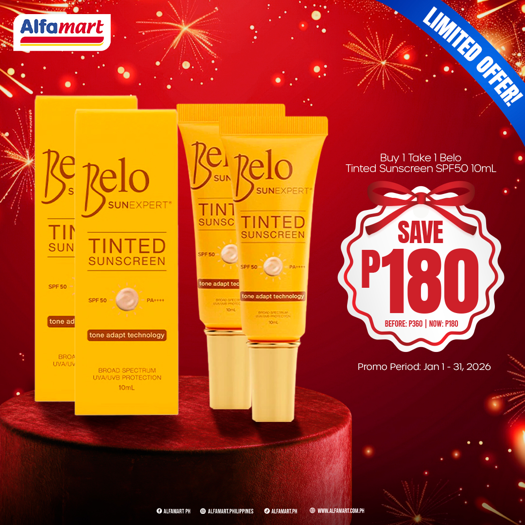 Sun care is self-care! Buy one Belo Dewy Essence or Tinted Sunscreen and get another one FREE! 🛒 Get this limited offer at Alfamart today! #AlfamartPH #AlfaSavers #SuperSULIT #MeronSaAlfamartNiyan