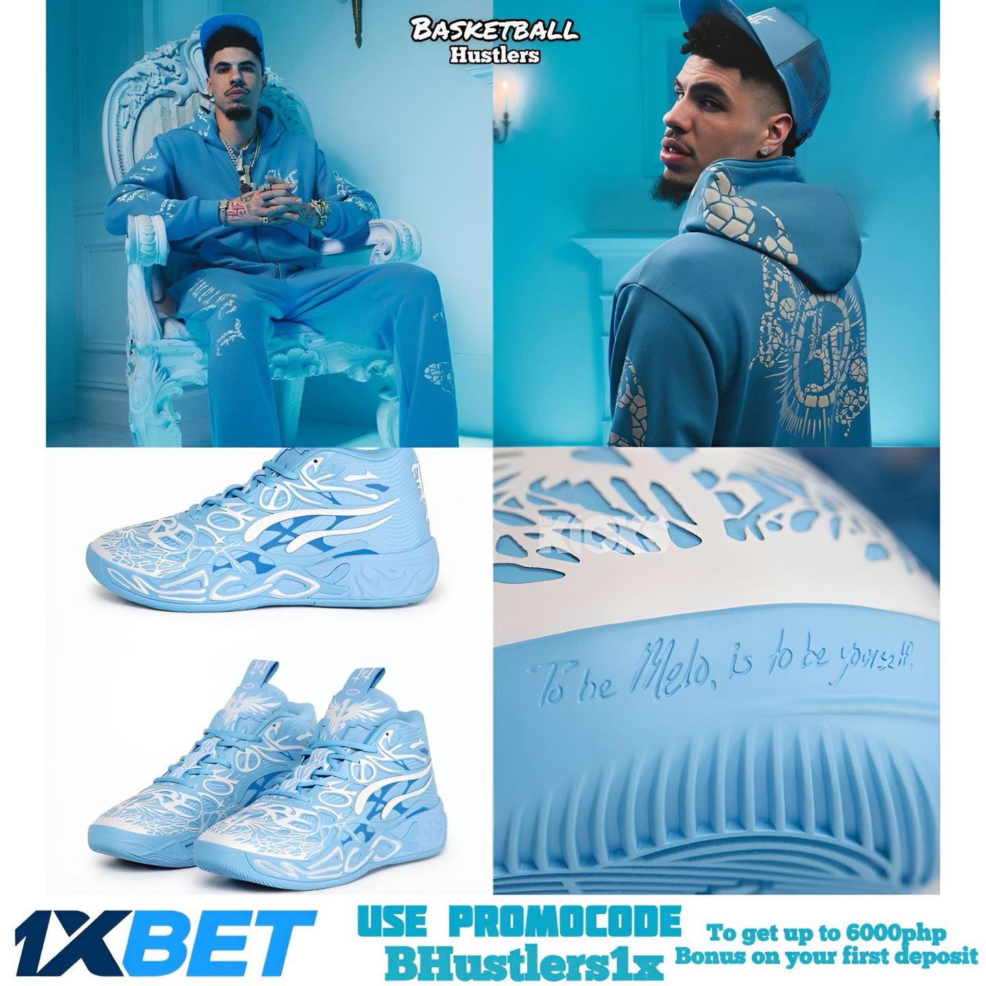 LaMelo Ball wearing the Puma Court Rider featuring his logo on the