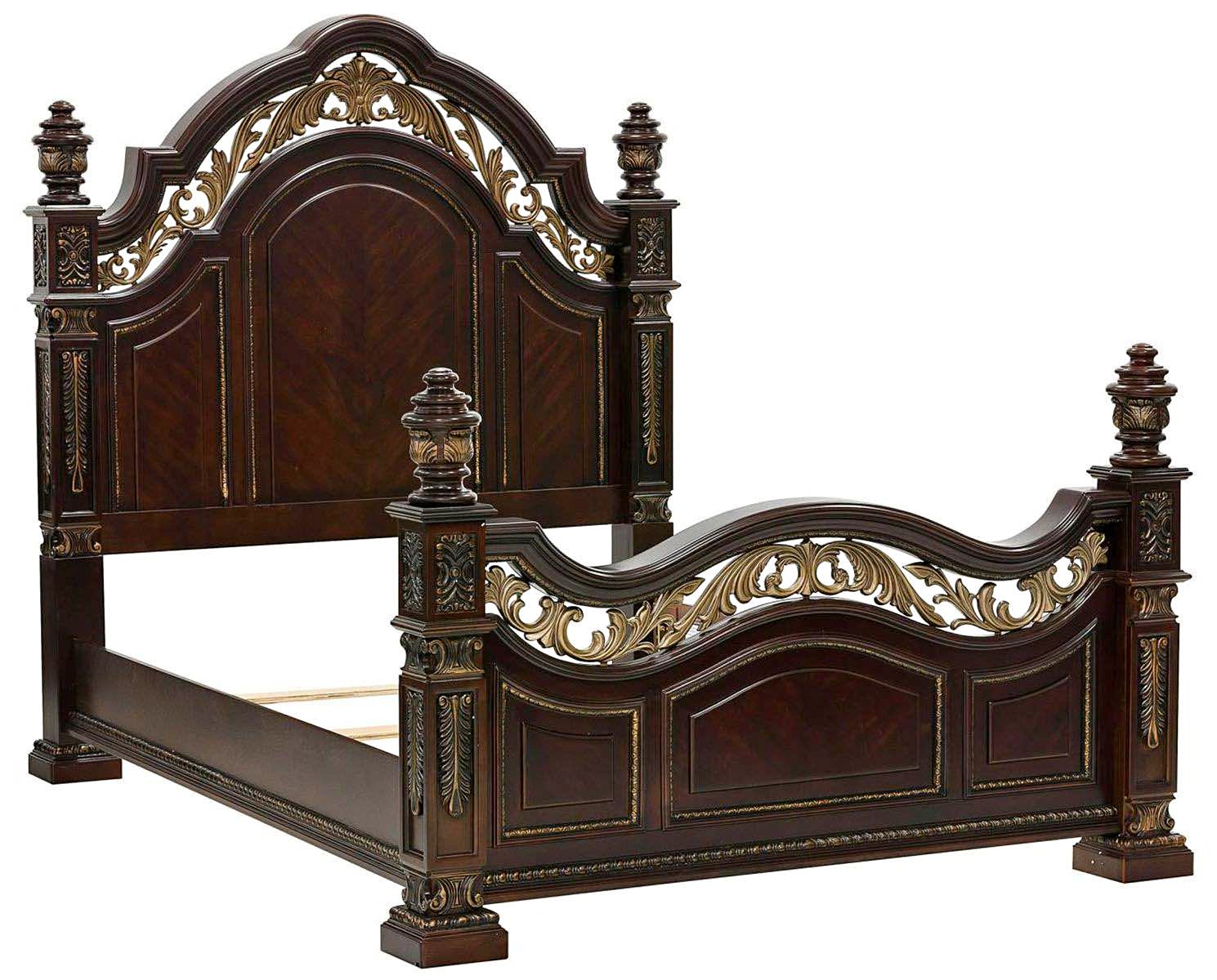 Homelegance Catalonia King Poster Bed in Cherry with Server, 9 Drawer ...