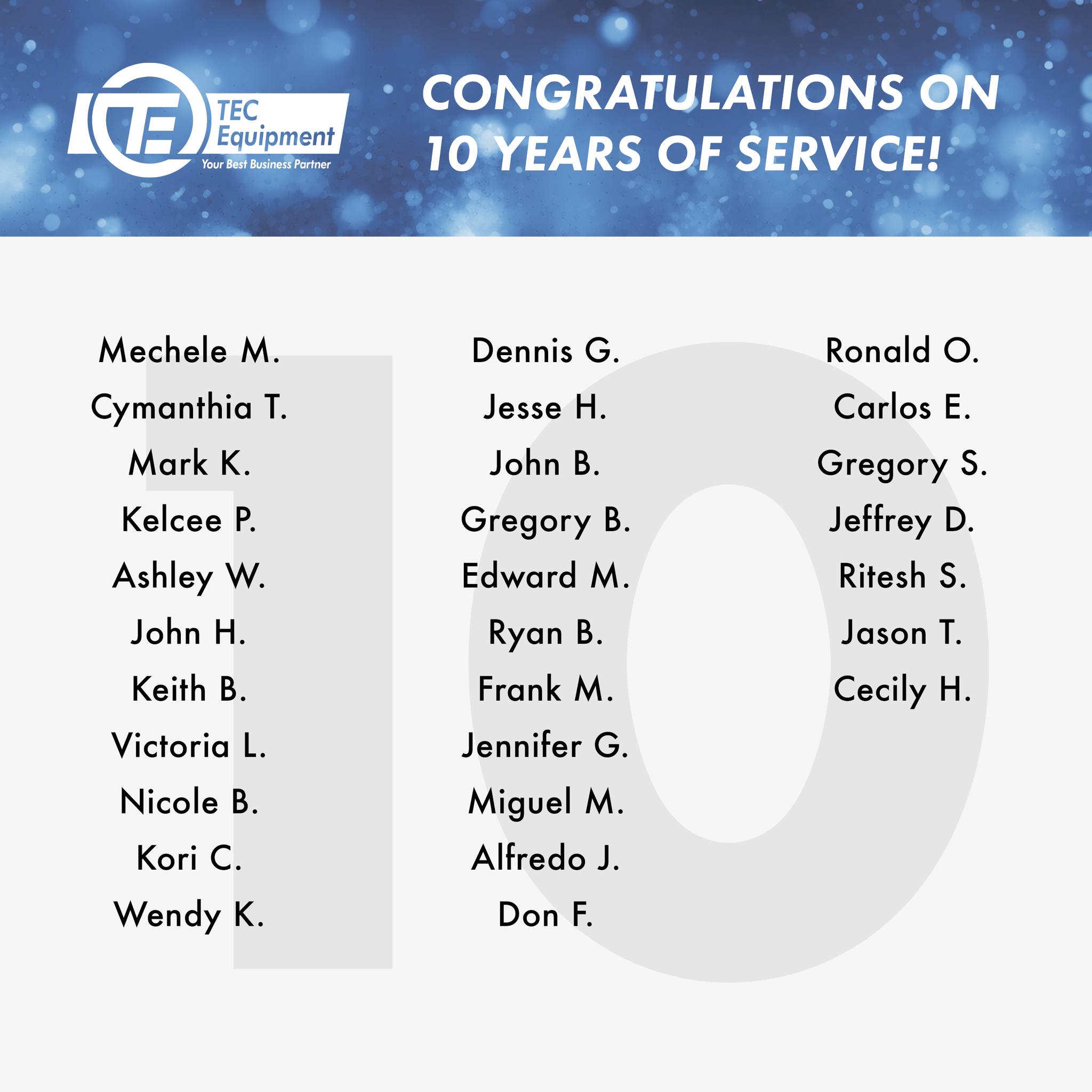 TEC Equipment - Congratulations to the 29 employees... | Facebook