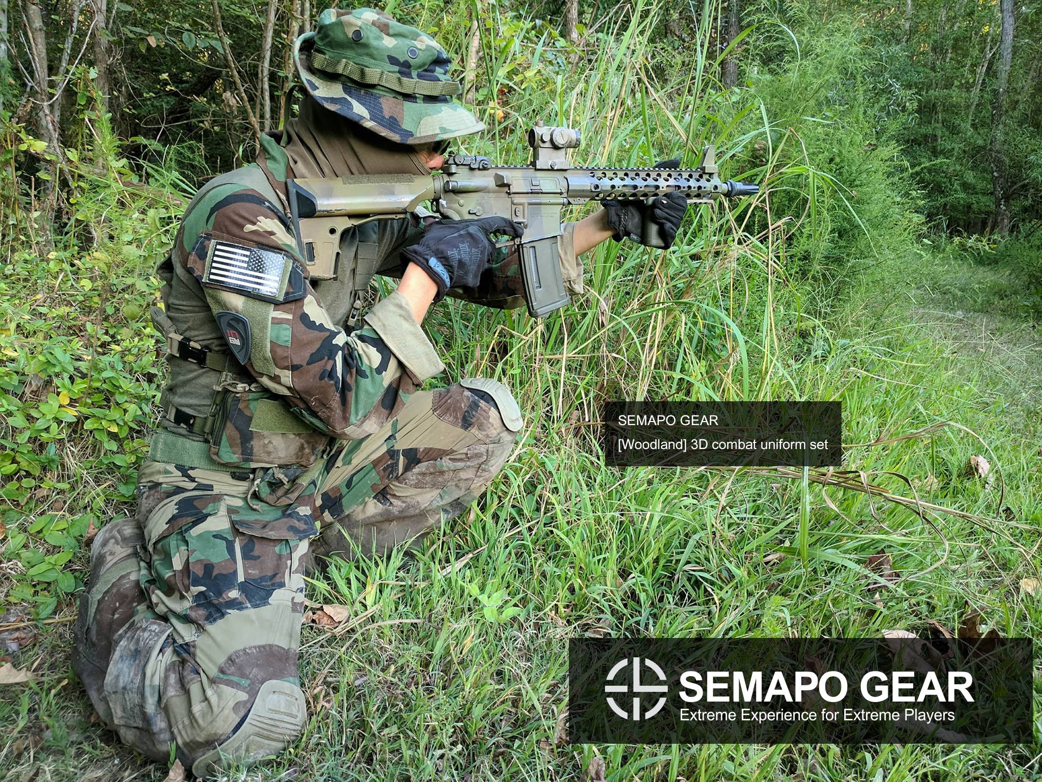 Jungle setting with SEMAPO GEAR woodland combat uniform set