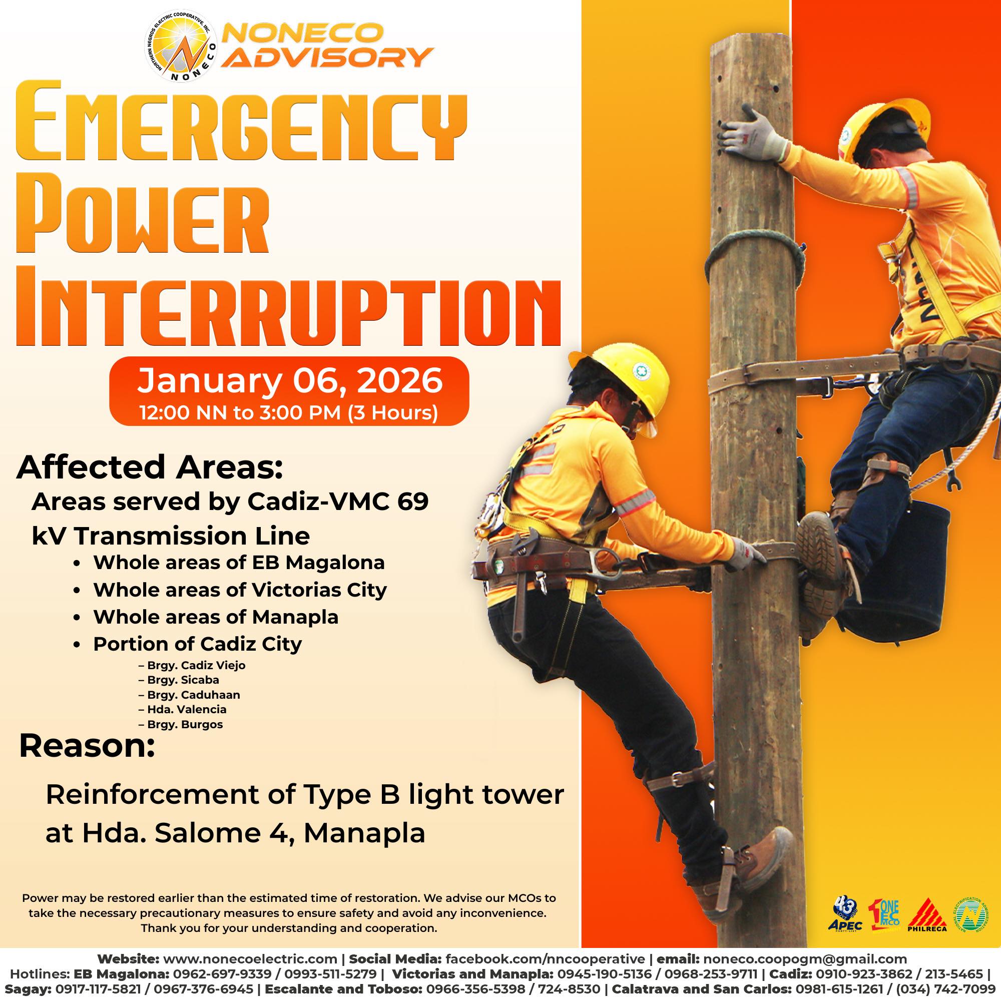 𝗘𝗠𝗘𝗥𝗚𝗘𝗡𝗖𝗬... - Northern Negros Electric Cooperative, Inc. | Facebook