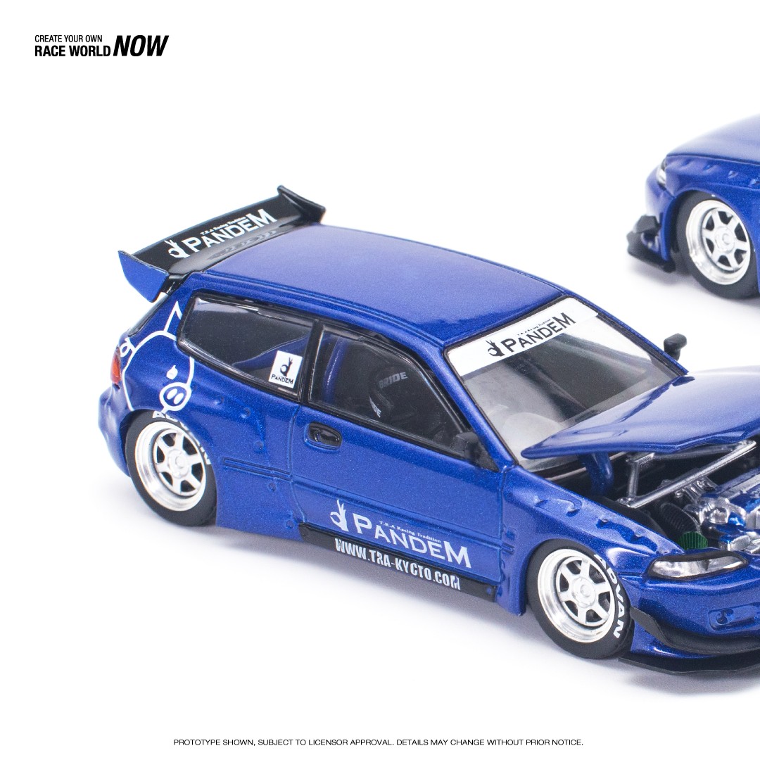 New Honda Civic EG6 Pandem V1.5 diecast model in metallic blue
