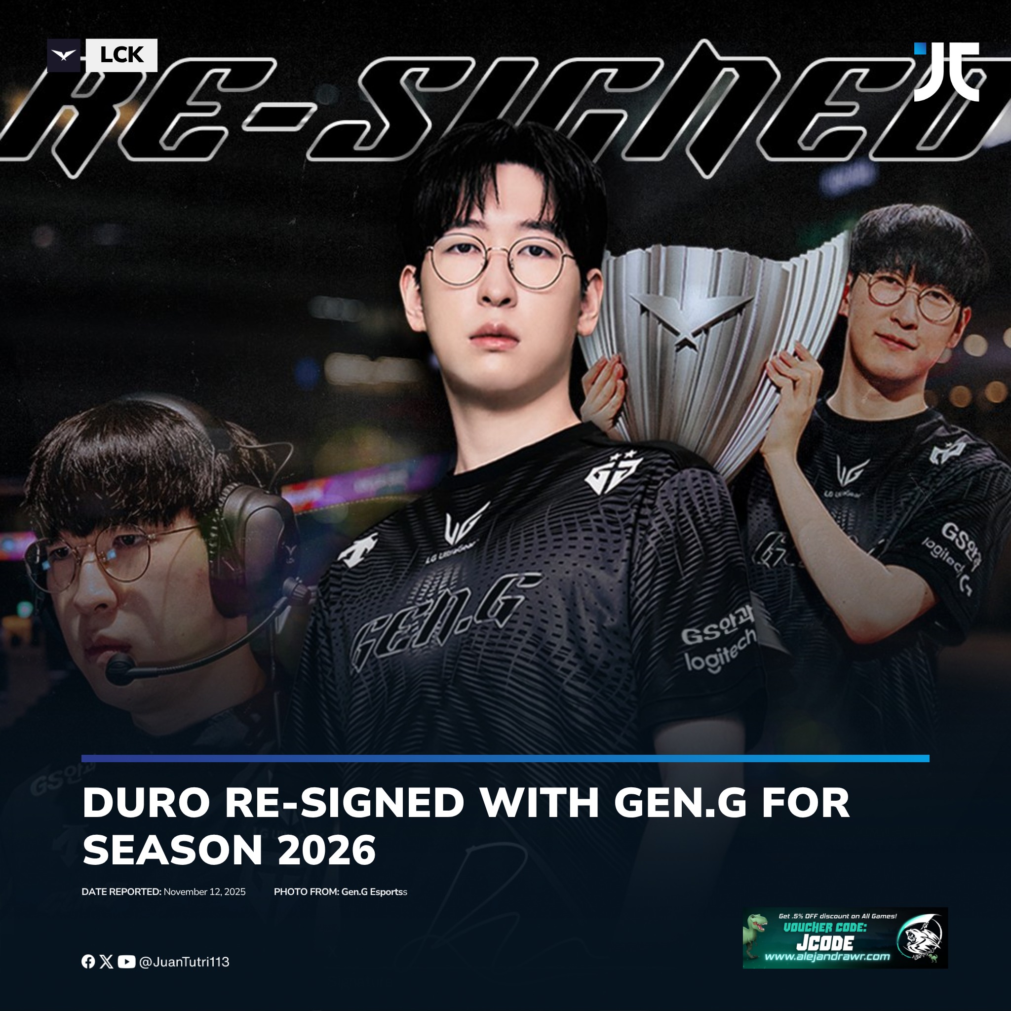 JC - [OFFICIAL] Duro re-signed with Gen.G Esports as their Support for ...