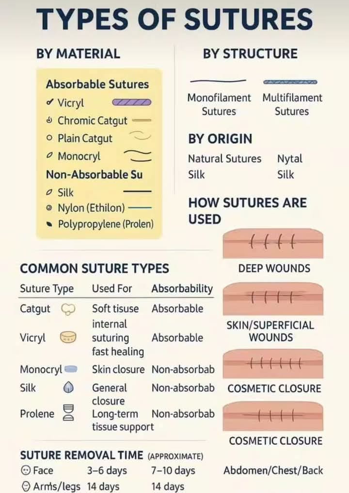 Medical - TYPES Of SUTURES, Stitches 🪡 and Staples Medical... | Facebook