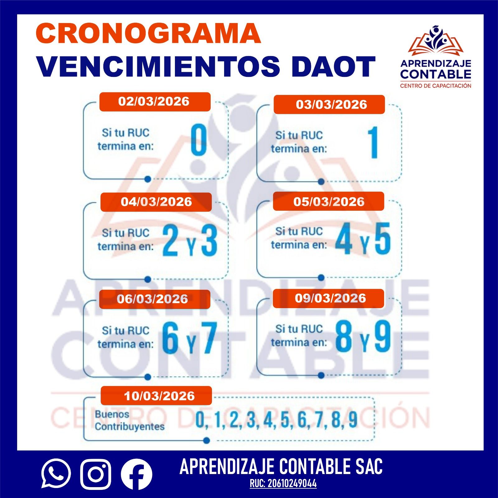 Centro - 📅 CRONOGRAMA DE VENCIMIENTOS DAOT La DAOT (Declaración Anual ...