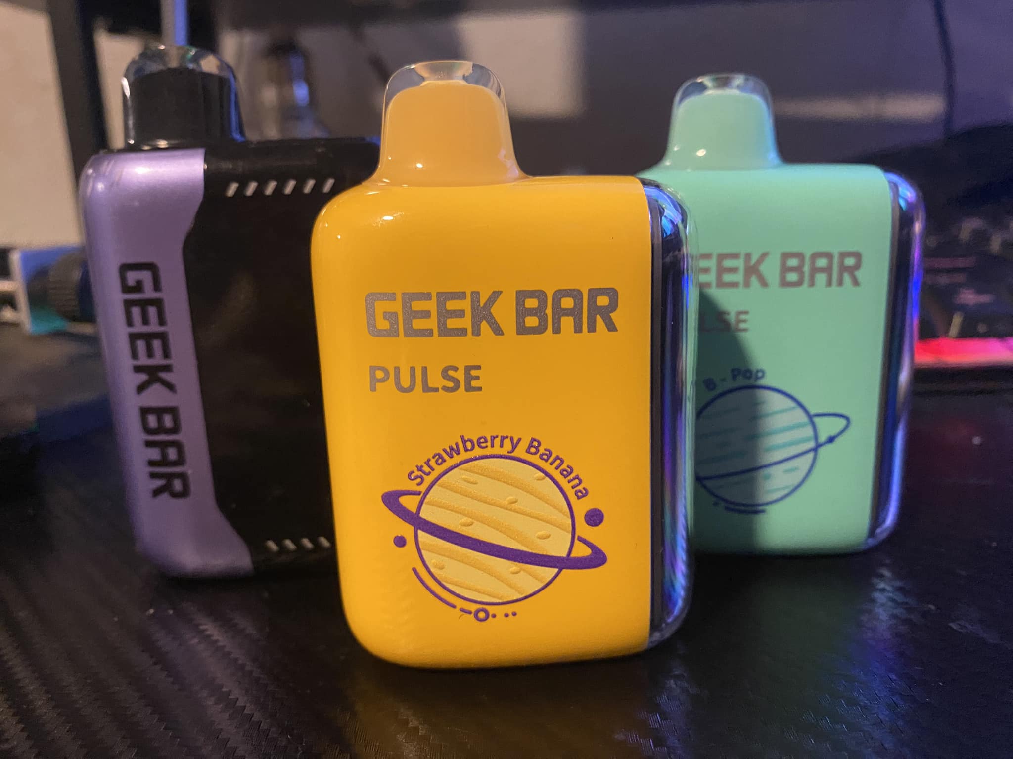 geek bar pulse strawberry banana bannana is 🔥! Tastes and smells better than cigs too . # GeekbarPulse Color:Groove Purple NO SHIP: MD EB BC5000 ULTRA Disposable