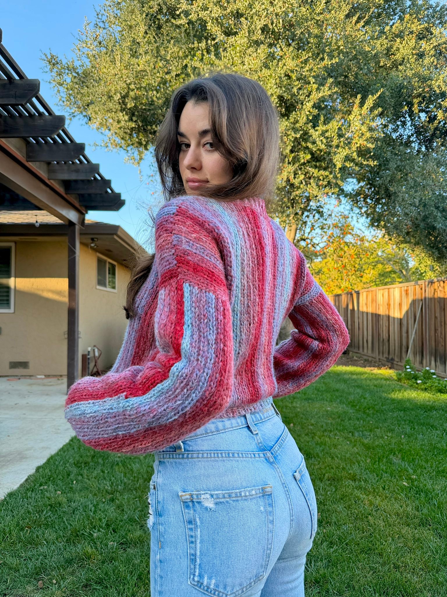 Crochet sweater with Loops & Threads Skyscapes yarn