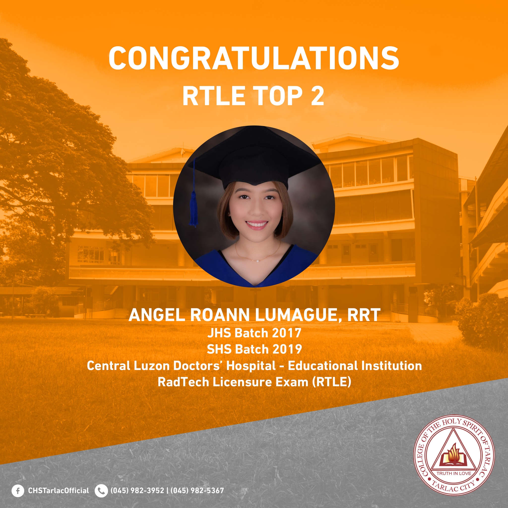 CONGRATULATIONS to... - College of the Holy Spirit of Tarlac