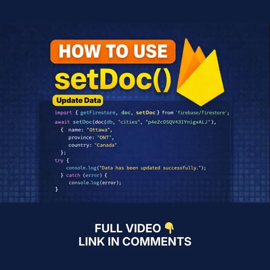 HTML CSS JavaScript Developers | Update data in Firestore using setDoc ...