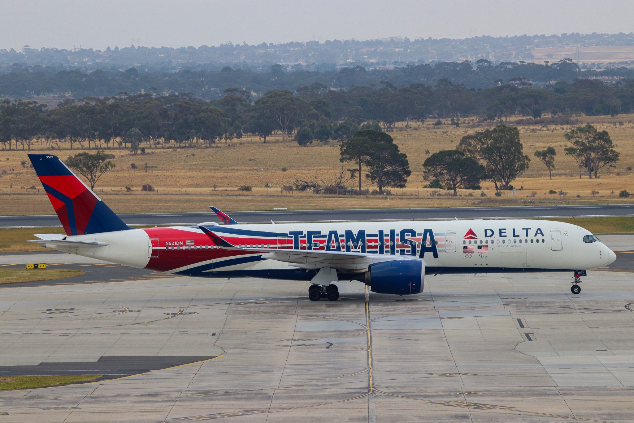 Team USA livery on Delta Air Lines A350