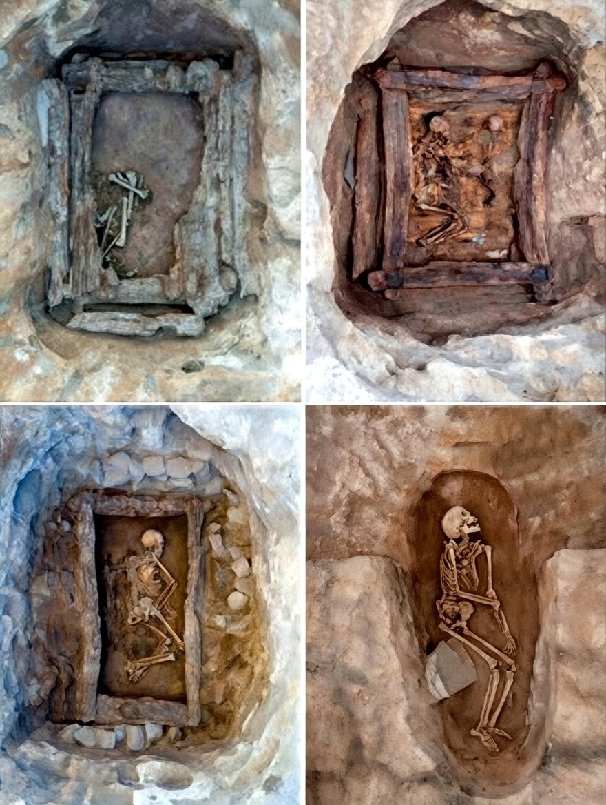 Ancient - These four panels showcase a range of subterranean burial ...