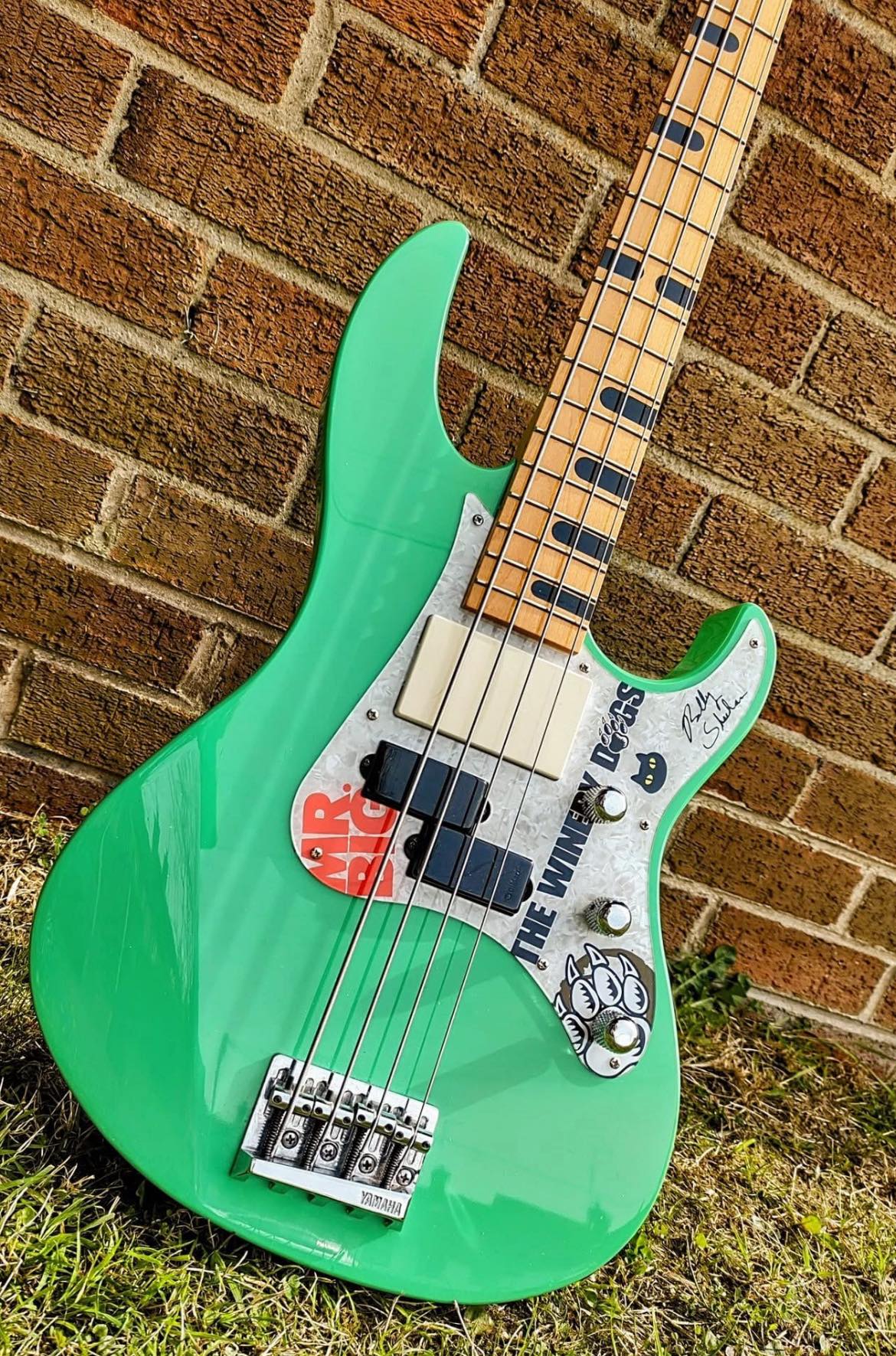 Yamaha Attitude basses customized with Monkey Grip and swirl paint