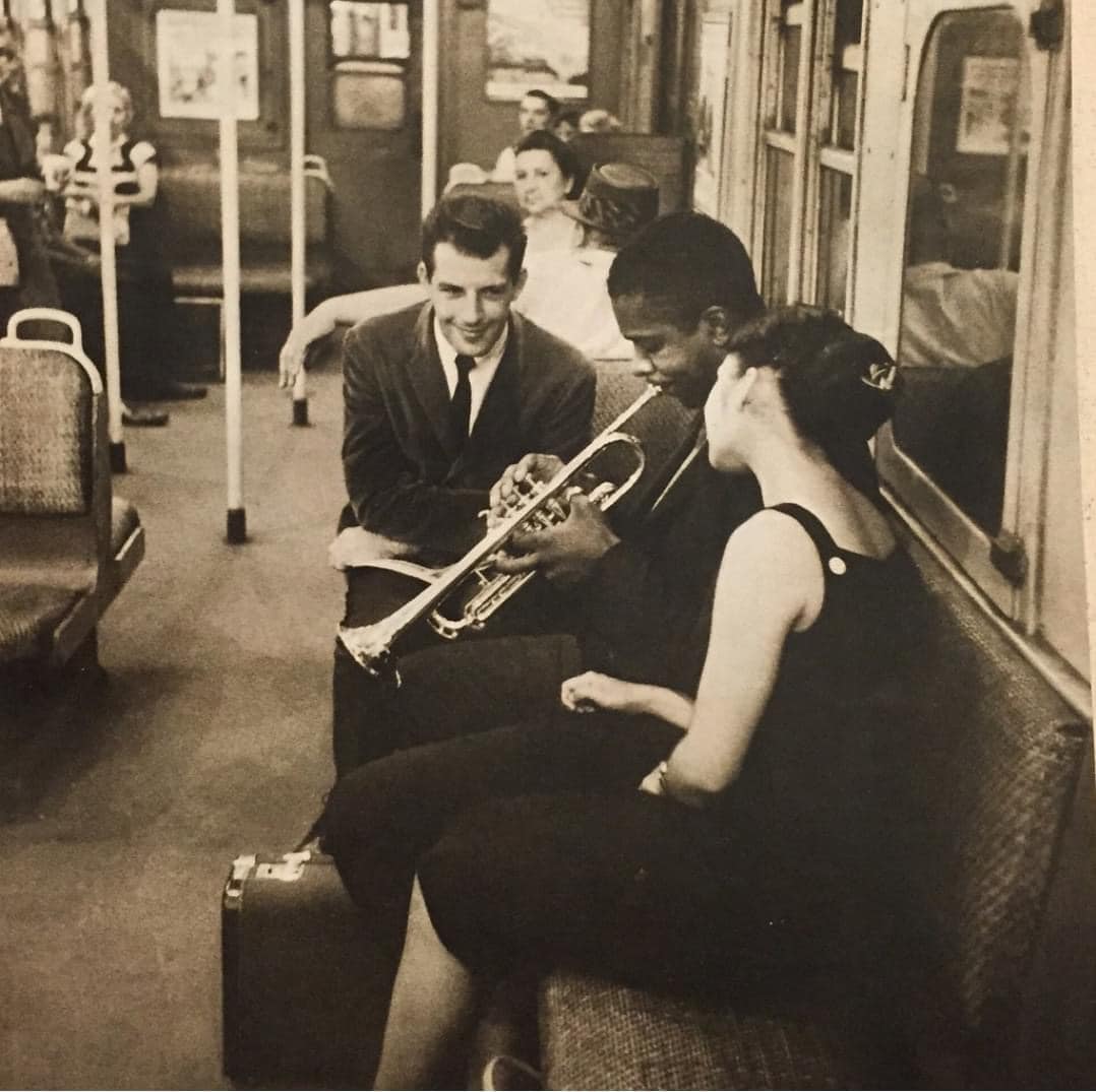 Donald Byrd playing trumpet on the A Train in New York City with