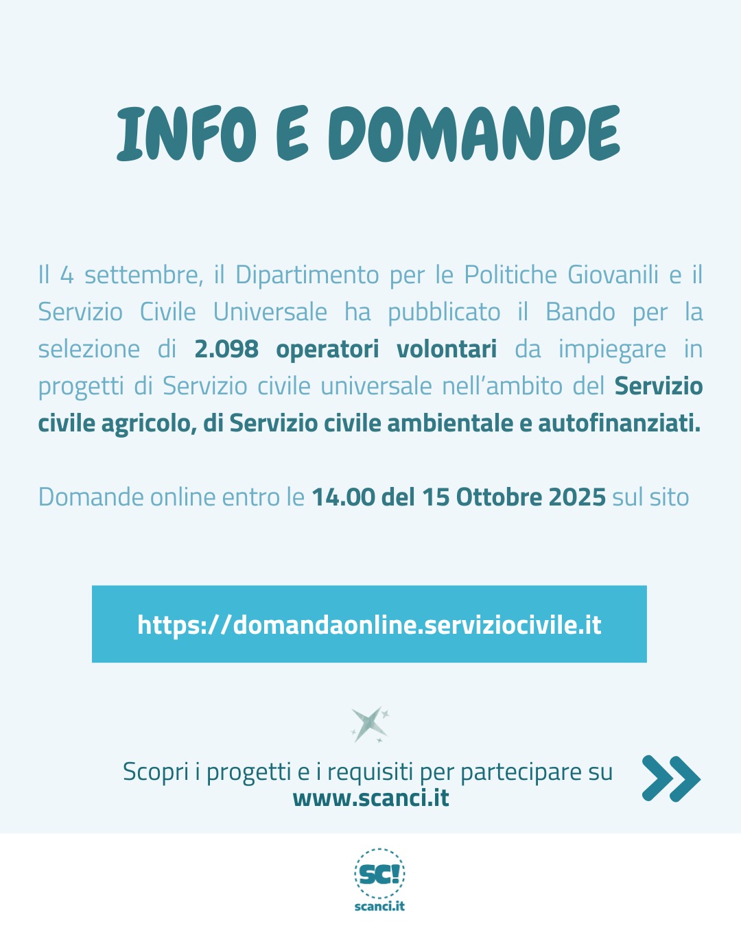 Aperto il bando Servizio Civile... - Volontari SCanci | Facebook