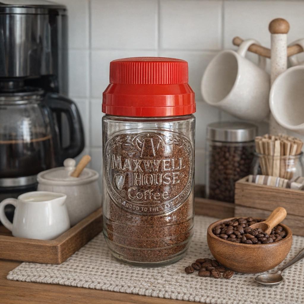 1940s Maxwell House Coffee Jar with label still in tact! 🩵🧡