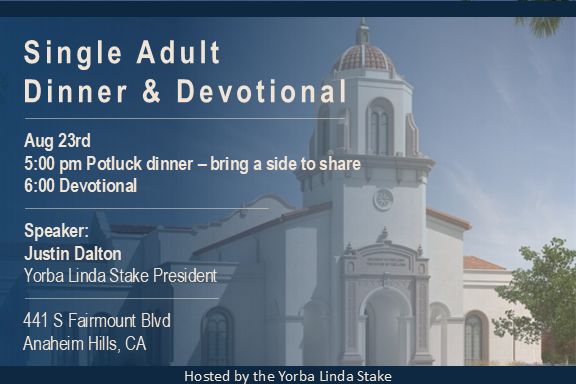 Regional 4th Sunday Single Adult Potluck Dinner & Devotional @ 5PM ...