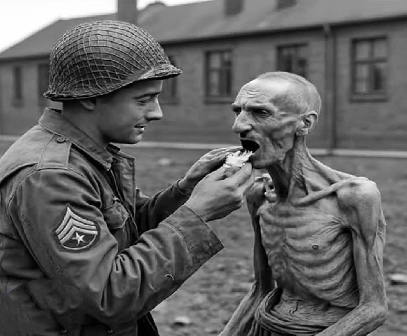 【nue1】US ARMY PRISONER CAP American soldier shares chocolate with starving prisoner at