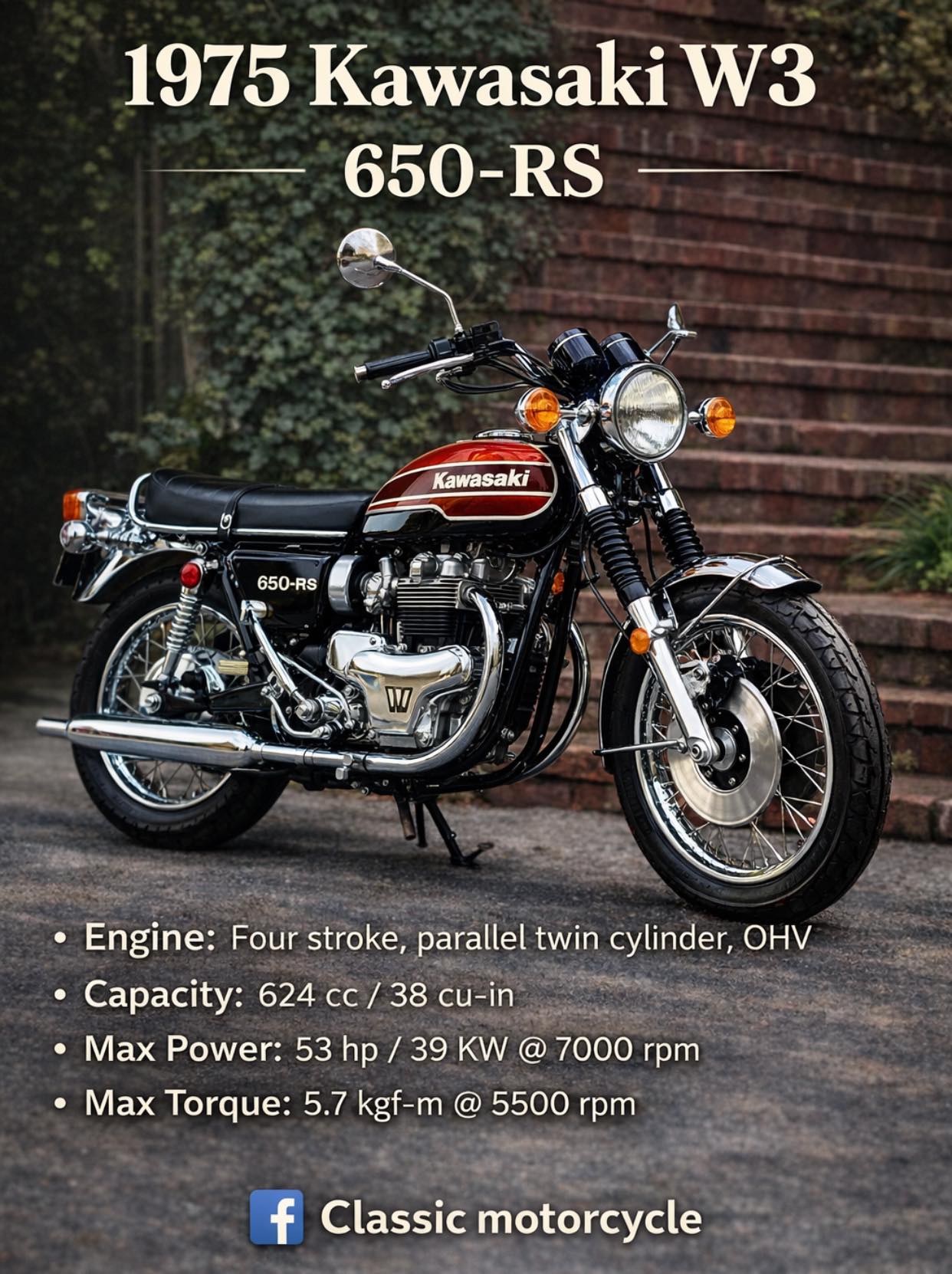 1974-1975 KAWASAKI 650-RS W3 BROCHURE JAPAN | Classic motorcycle
