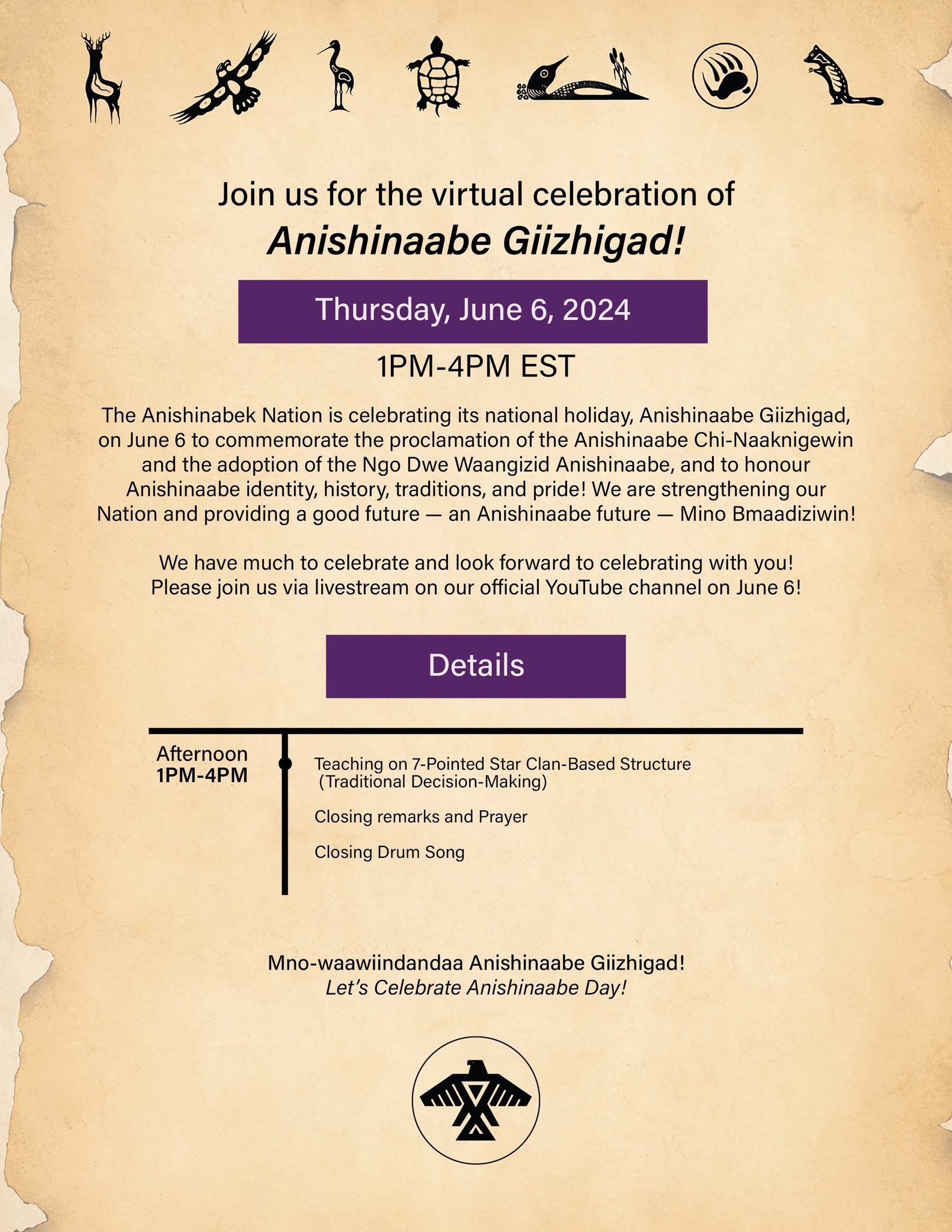 Anishinabek - Let's celebrate Anishinaabe Giizhigad (Anishinaabe Day ...