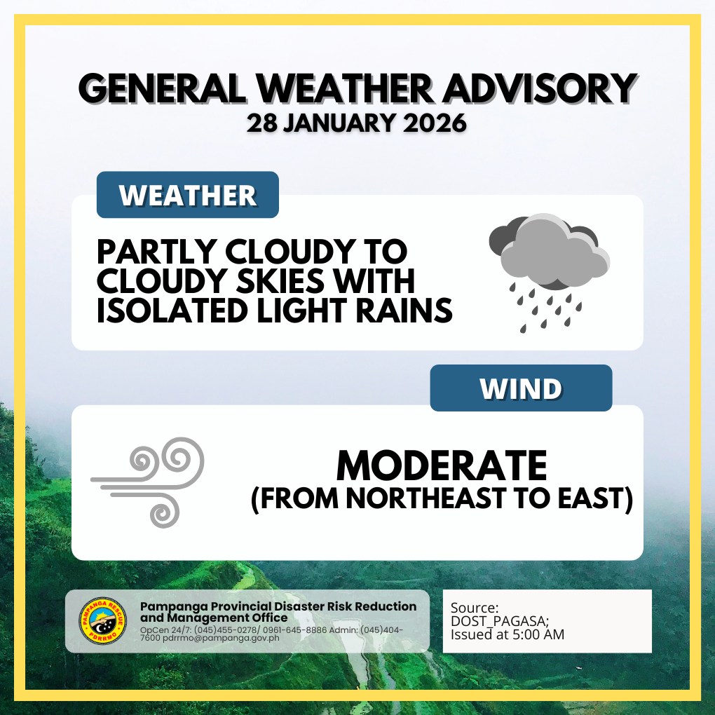 Pampanga PDRRMO - CENTRAL LUZON WEATHER FORECAST (28... | Facebook