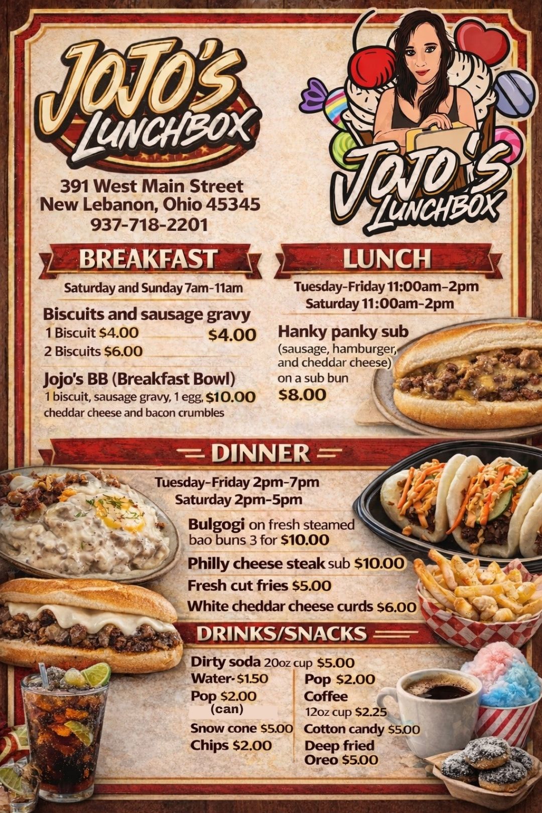 Updated menu at local restaurant | New Lebanon, OH
