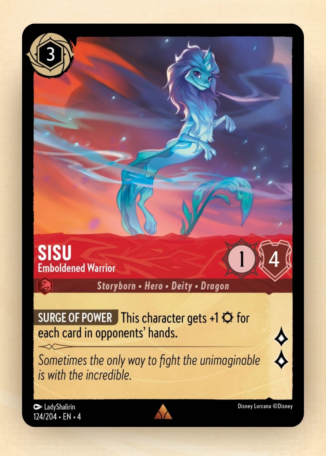 sisu lorcana card - Azurite Sea - - Uniting Dragon (Super Rare) Divine Water Dragon [I Trust You] Whenever this character quests Disney Lorcana - Sisu Divine