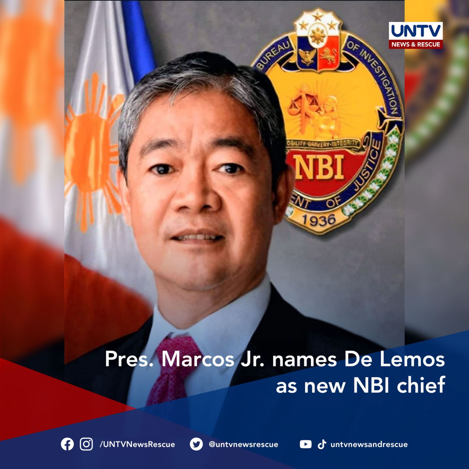 UNTV - PRES. MARCOS JR. NAMES DE LEMOS AS NEW NBI CHIEF President ...