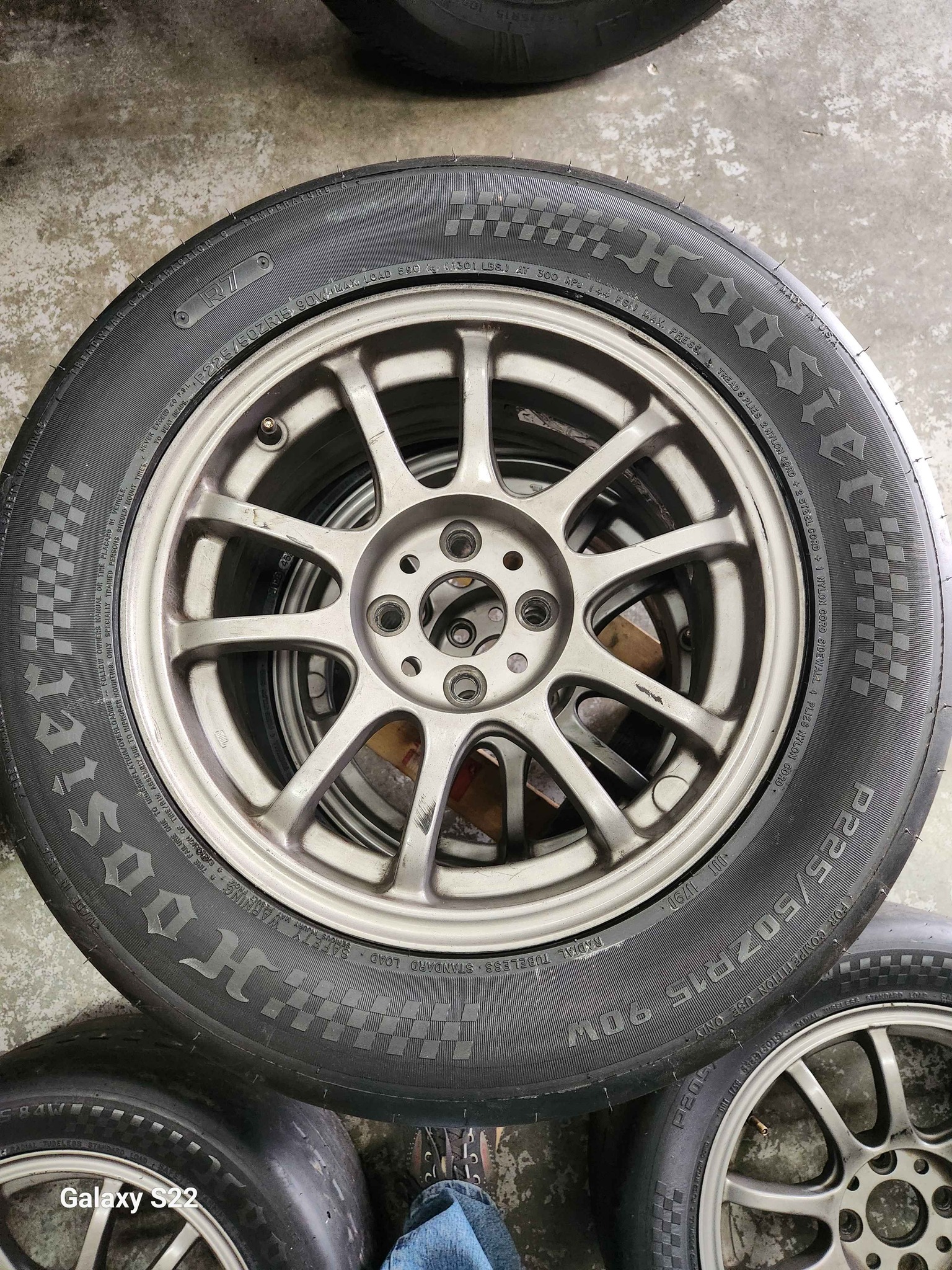 15x7. 4x100. Rims with mounted and balanced new Hoosier R7 tires. - Car ...